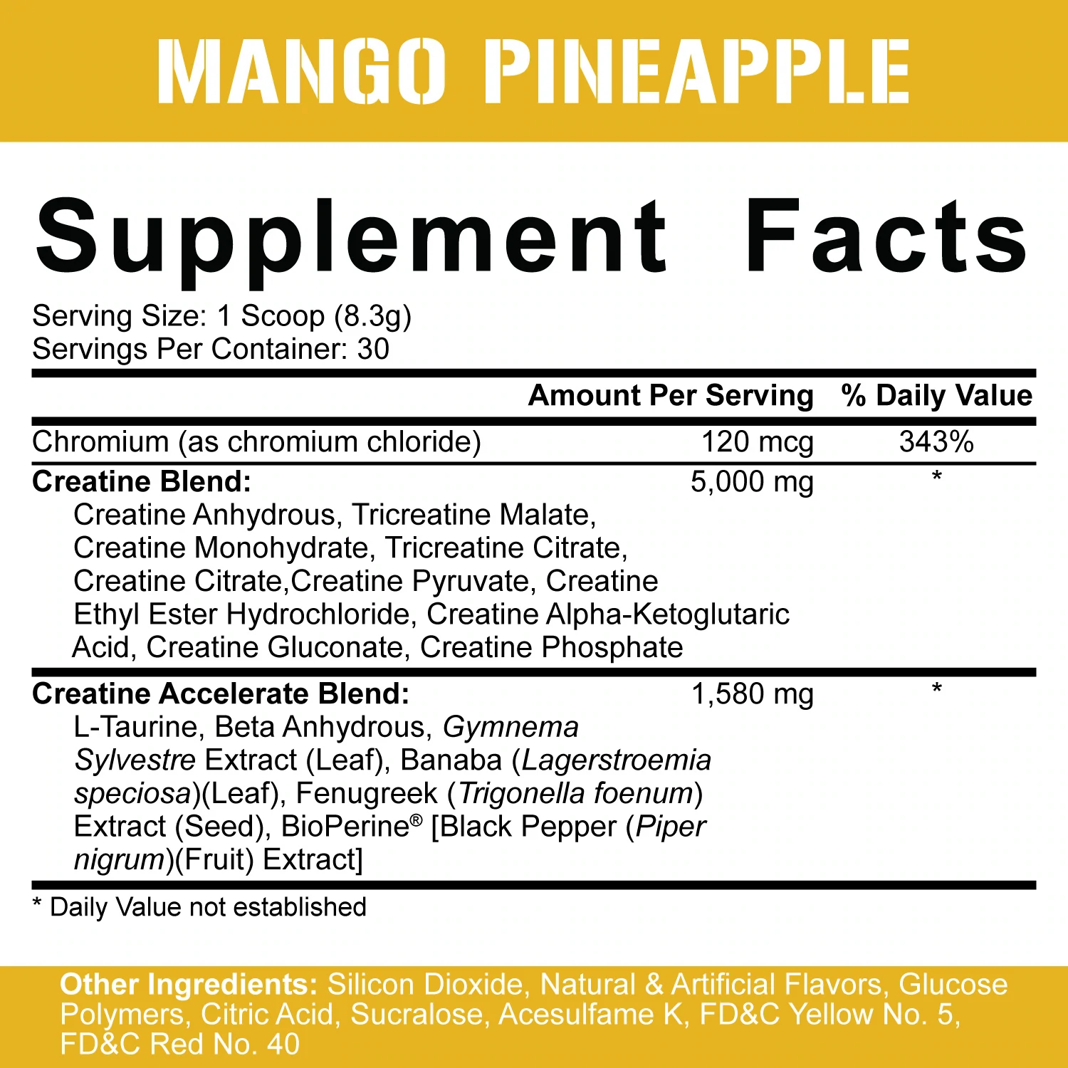 Crea Ten - Mango Pineapple - Nutritional Facts